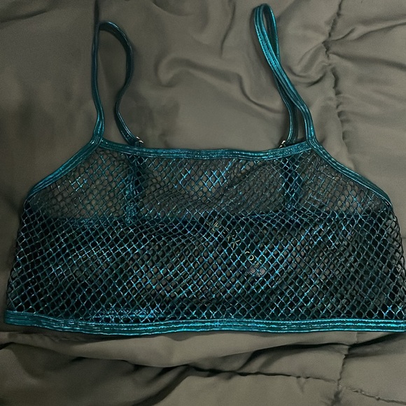 Club Exx Dark Teal Sonic Worship Fishnet Bra Top size S - Picture 4 of 6